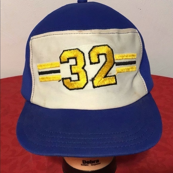 VINTAGE #32 Snapback Hat White/Blue/Gold Cap USA - Picture 3 of 8